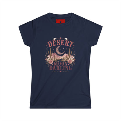 Desert Moon Darling Tee — Women's Boho Moon & Cactus Graphic T-Shirt