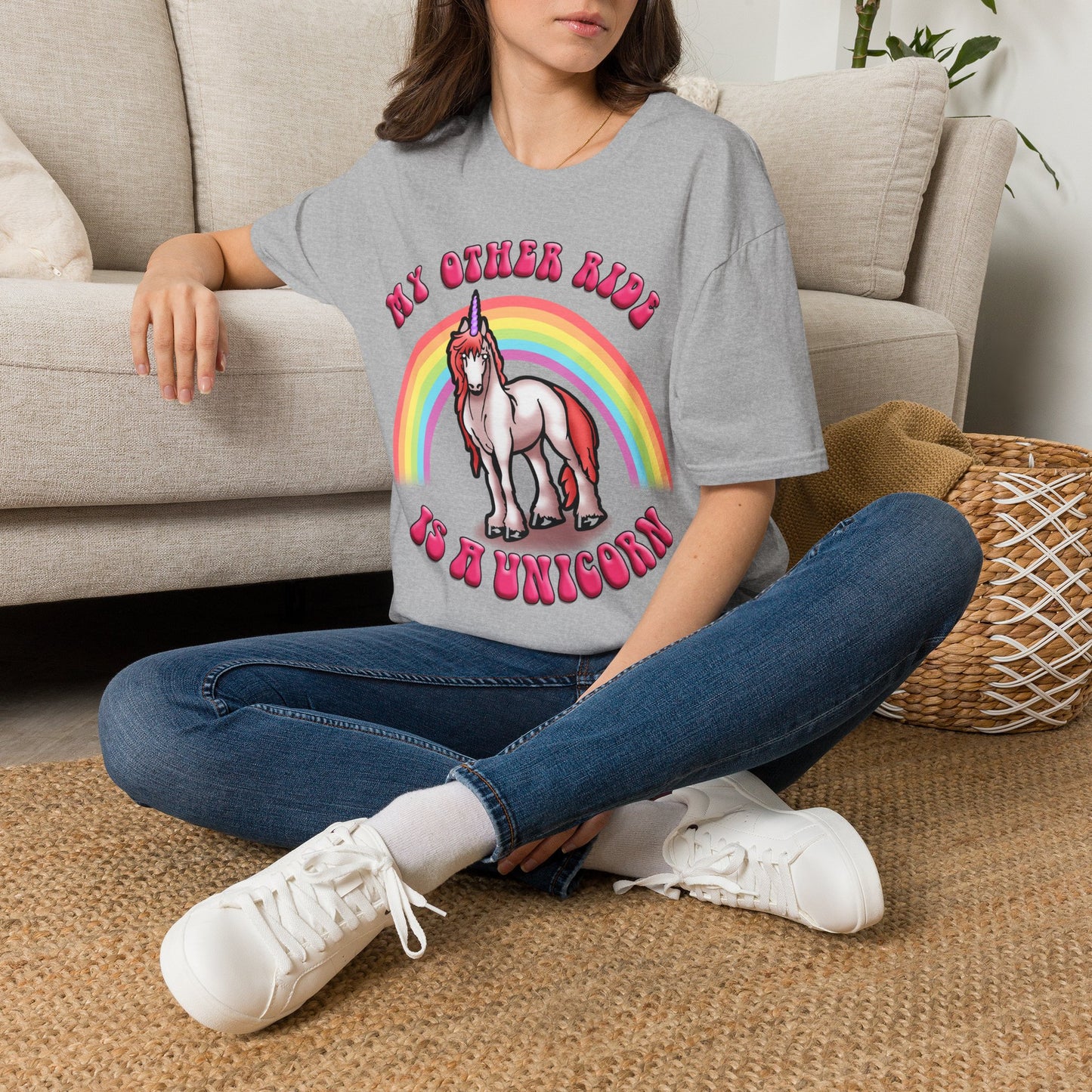 Unicorn Rainbow T‑Shirt — “My Other Ride Is A Unicorn” Retro Graphic Tee