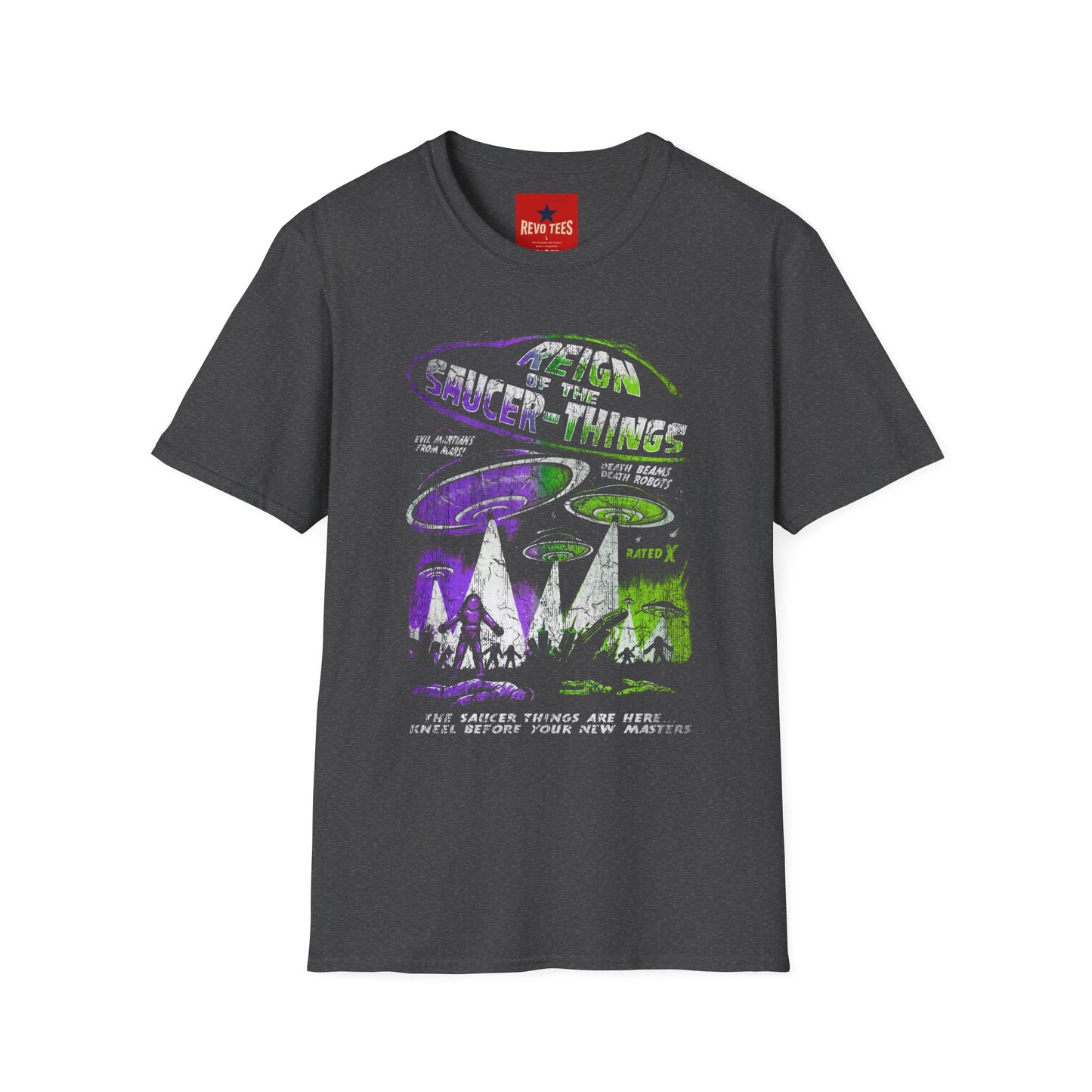 Reign the Saucer-Things T-Shirt — Retro Alien UFO Graphic Tee