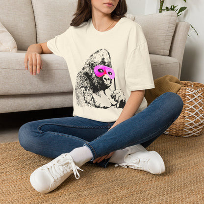 Banksy Gorilla with Pink Sleep Mask T-Shirt