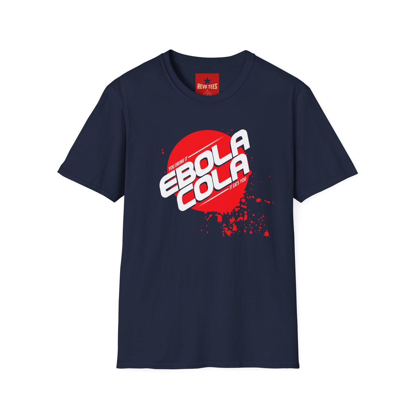 Ebola Cola Graphic T-Shirt – Retro Logo & Distressed Splash Design