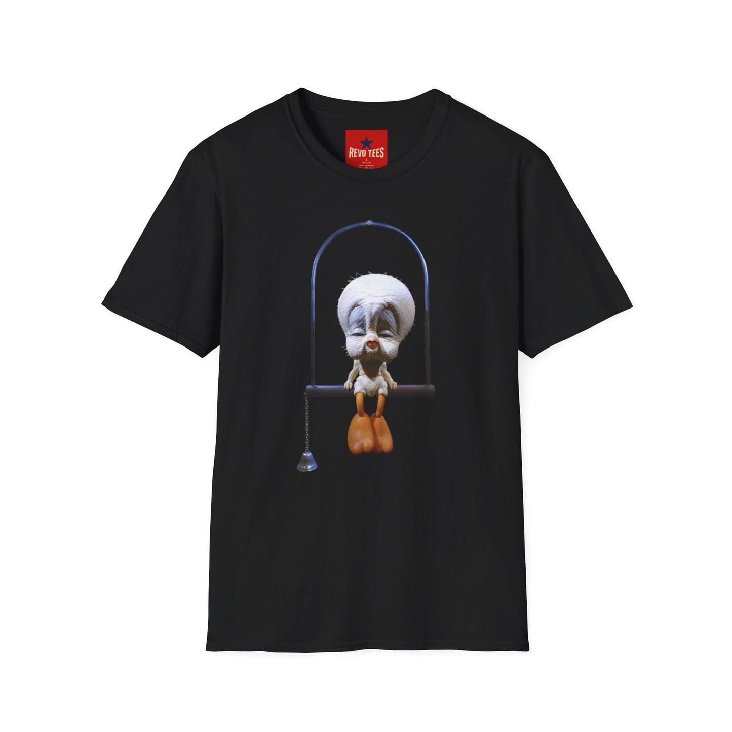 Banky Vintage Bird on Swing T-Shirt — Whimsical Retro Chick Graphic Tee