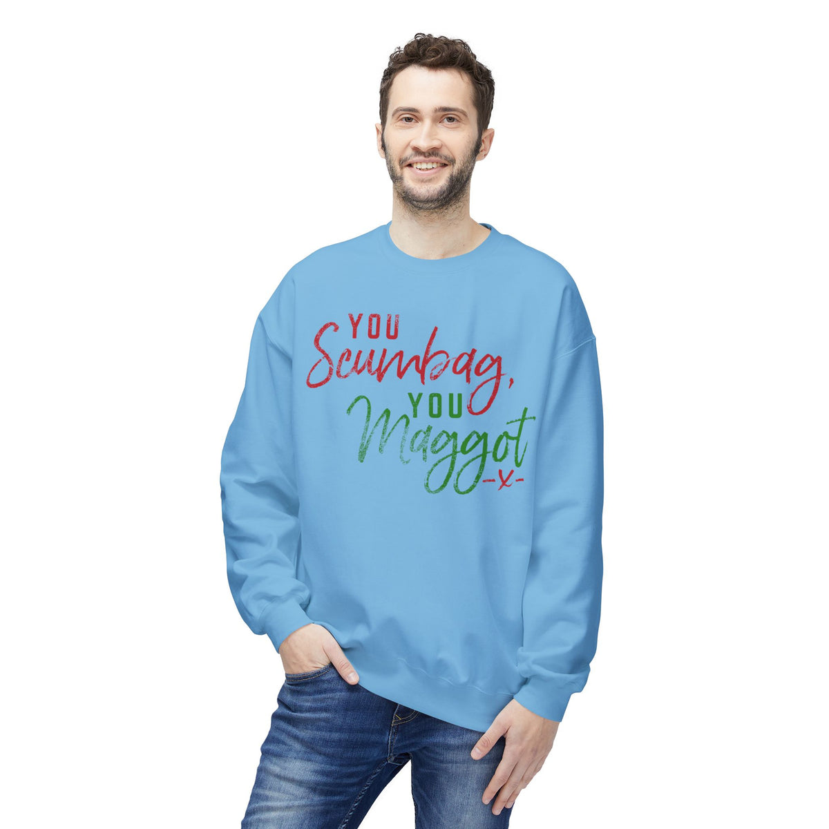 "You Scumbag, You Maggot" Festive Fairy Tale of New York Script Crewneck Sweatshirt