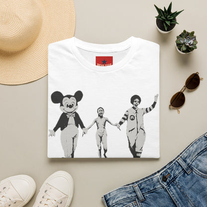 Banksy Graphic T-Shirt — Retro Satirical Parade Design
