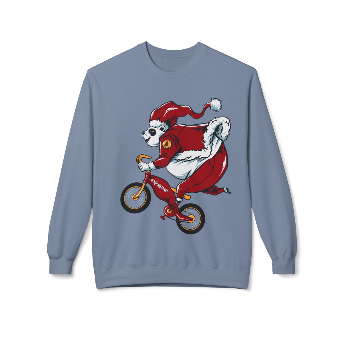Santa Bear BMX Sweatshirt — Funny Christmas Cycling Holiday Crewneck