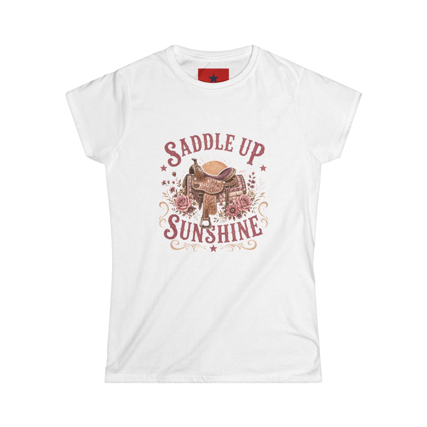 Saddle Up Sunshine Women's Tee — Cowgirl Saddle Graphic Tee