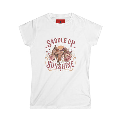 Saddle Up Sunshine Women's Tee — Cowgirl Saddle Graphic Tee