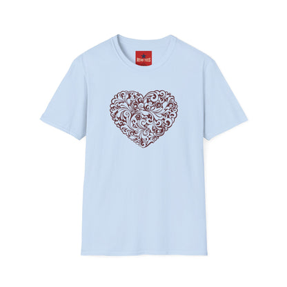 Ornate Floral Heart T-Shirt — Vintage Filigree Valentine Tee