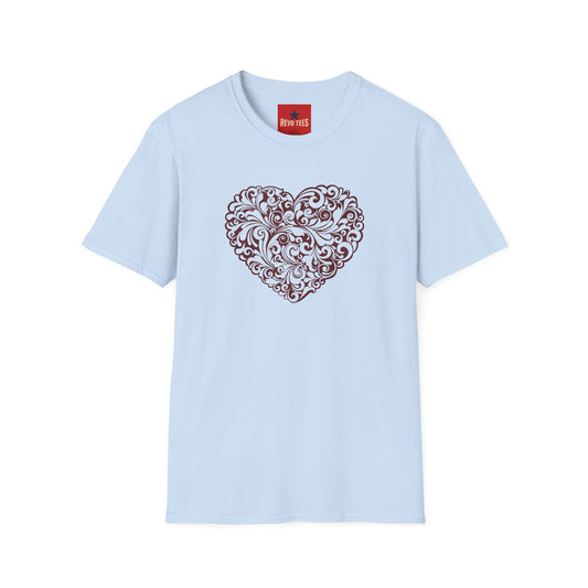 Ornate Floral Heart T-Shirt — Vintage Filigree Valentine Tee