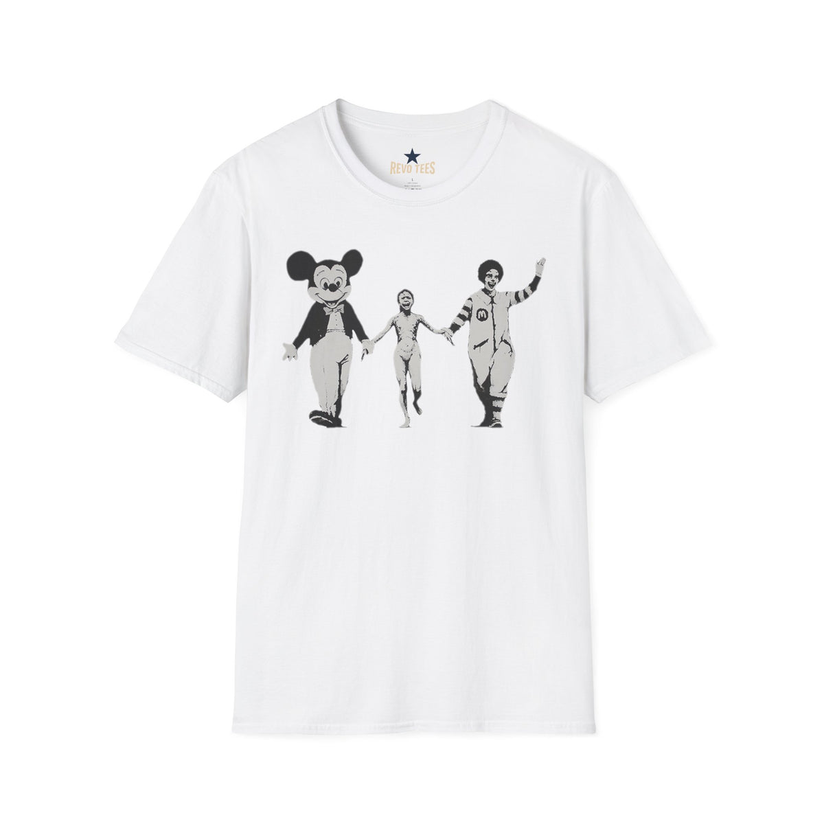 Revotees Banksy Graphic Retro Satirical Parade Design T-Shirt - alternate view 3