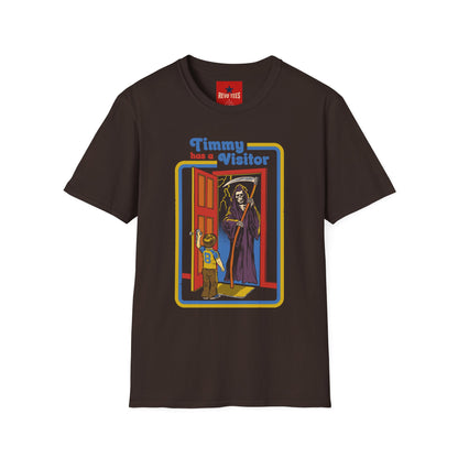 T-Shirt — “Timmy Has a Visitor” Retro Horror Graphic Tee