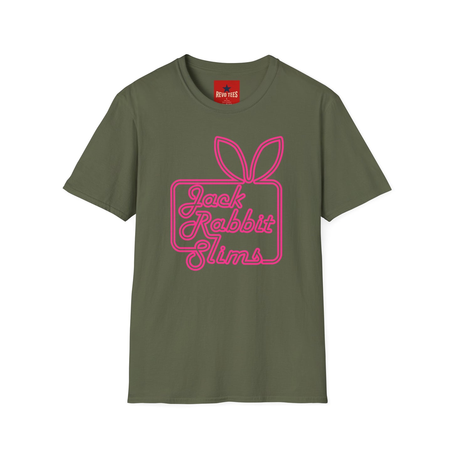 Jack Rabbit Slims T‑Shirt — Retro Neon Bunny Logo Tee