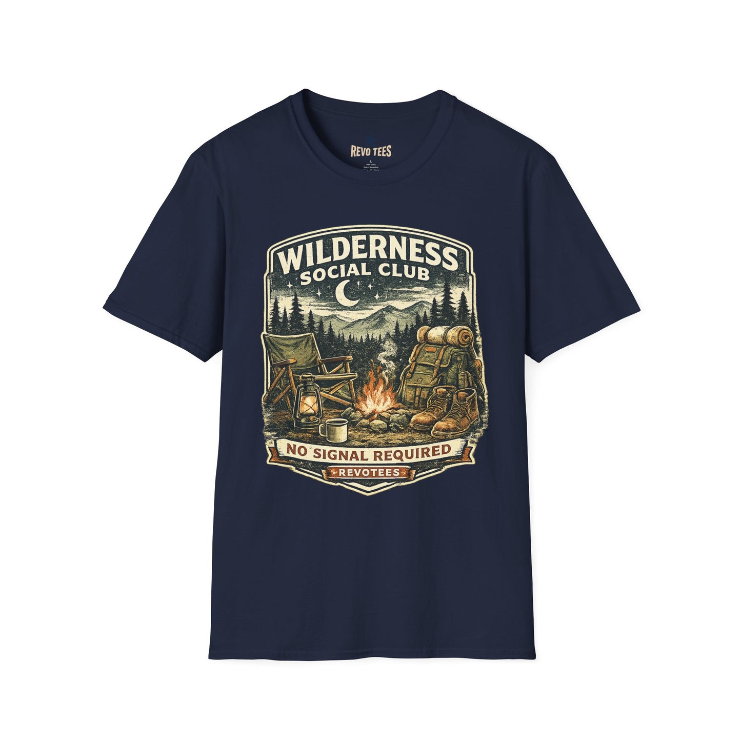 REVOTEES Wilderness Social Club T-Shirt — Vintage Camping Adventure Graphic