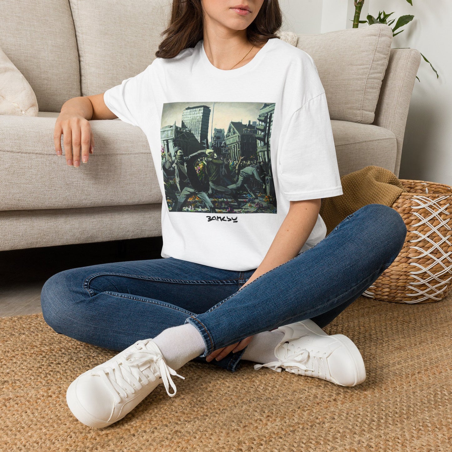 Banksy City Riot Graphic T-Shirt — Urban Protest Art Tee