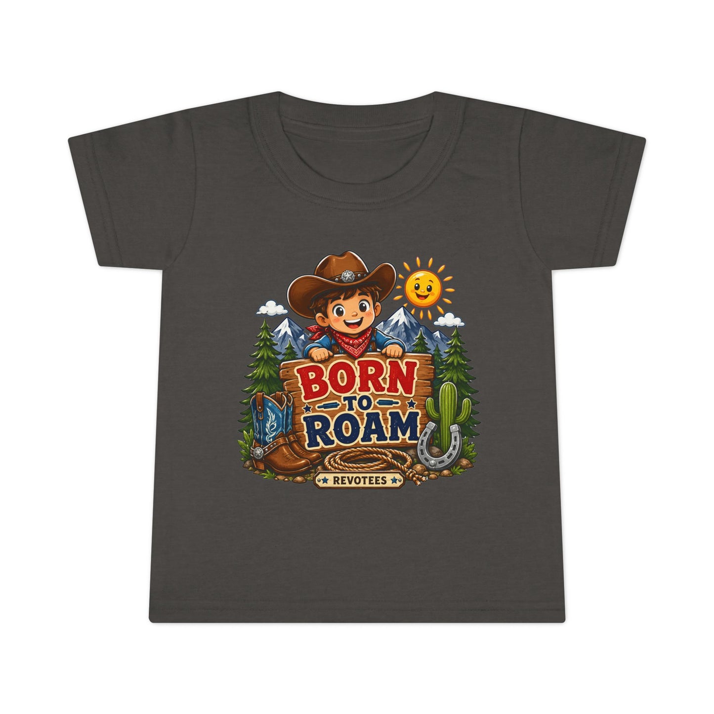 Toddler T‑Shirt — "Born to Roam" Cute Cowboy Adventure Tee