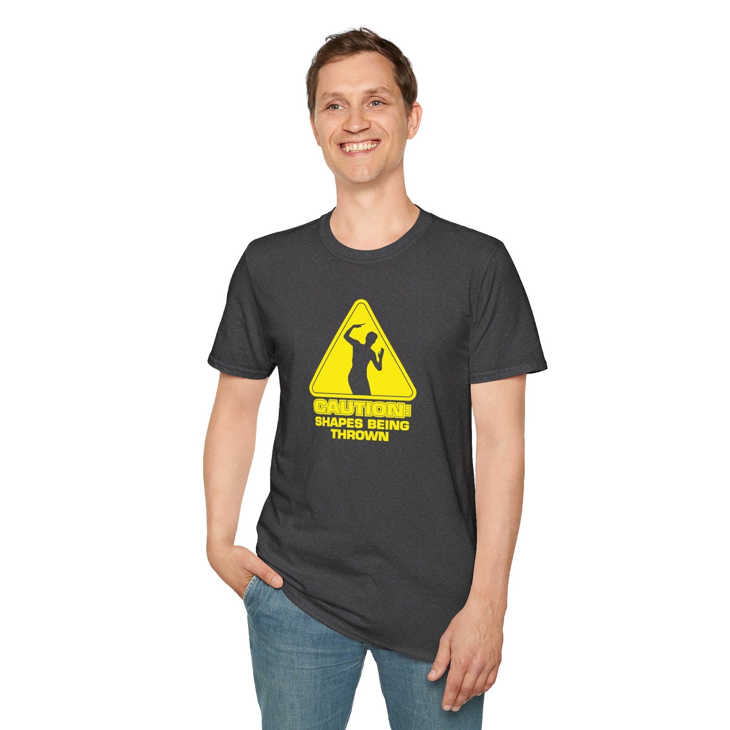 Caution - Throwing Shapes - Unisex Softstyle T-Shirt