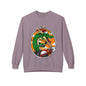 Dragon Santa Riding — Retro Green Dragon Surfing Crewneck Sweatshirt