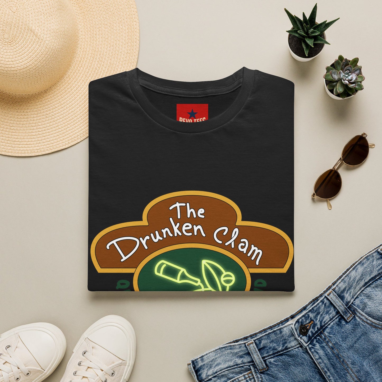 T-Shirt — The Drunken Clam Providence RI Vintage Neon Bar Logo