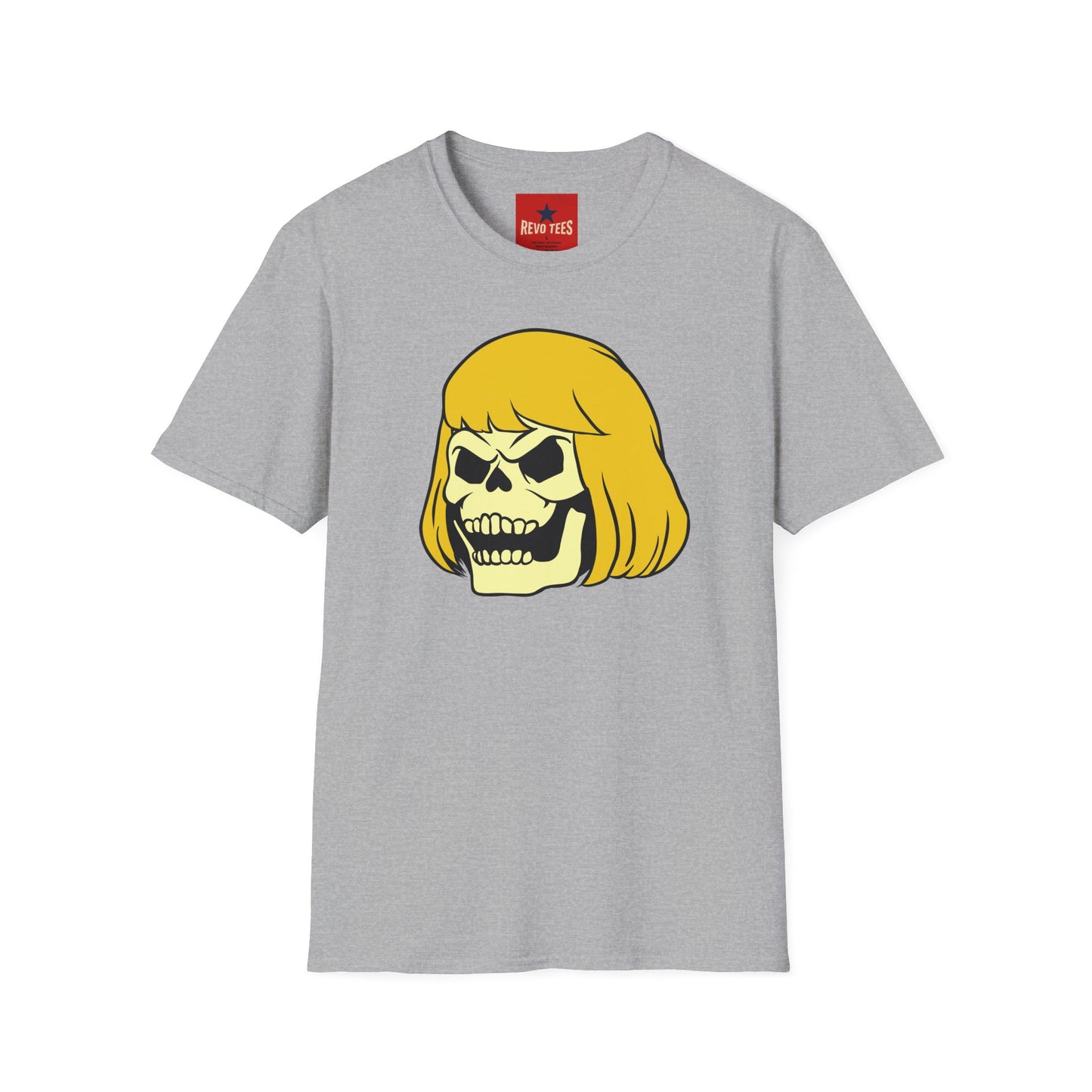 Skull with Blonde Bob T-Shirt — Retro Horror Cartoon Tee