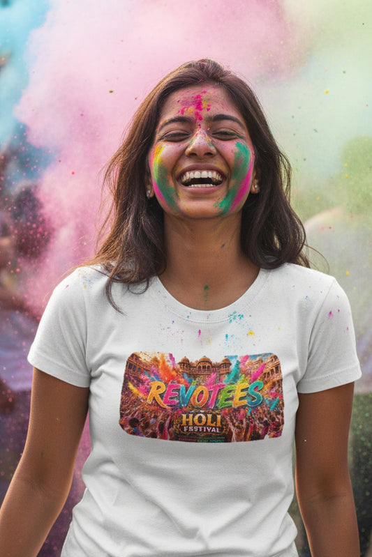 Festivals Collection: Women's Vibrant Holi Festival in India T-Shirt