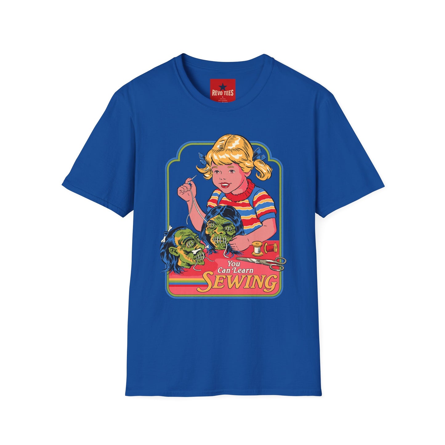 Retro Sewing Girl T‑Shirt — Vintage Crafting Graphic Tee