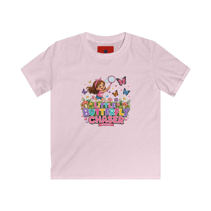 Kids Tee — "Little Butterfly Chaser" Cute Girl Butterfly Catcher Shirt