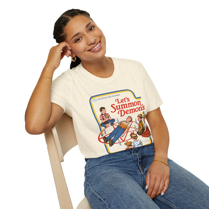 Let’s Summon Demons T‑Shirt — Retro Kids’ Activity Parody Tee