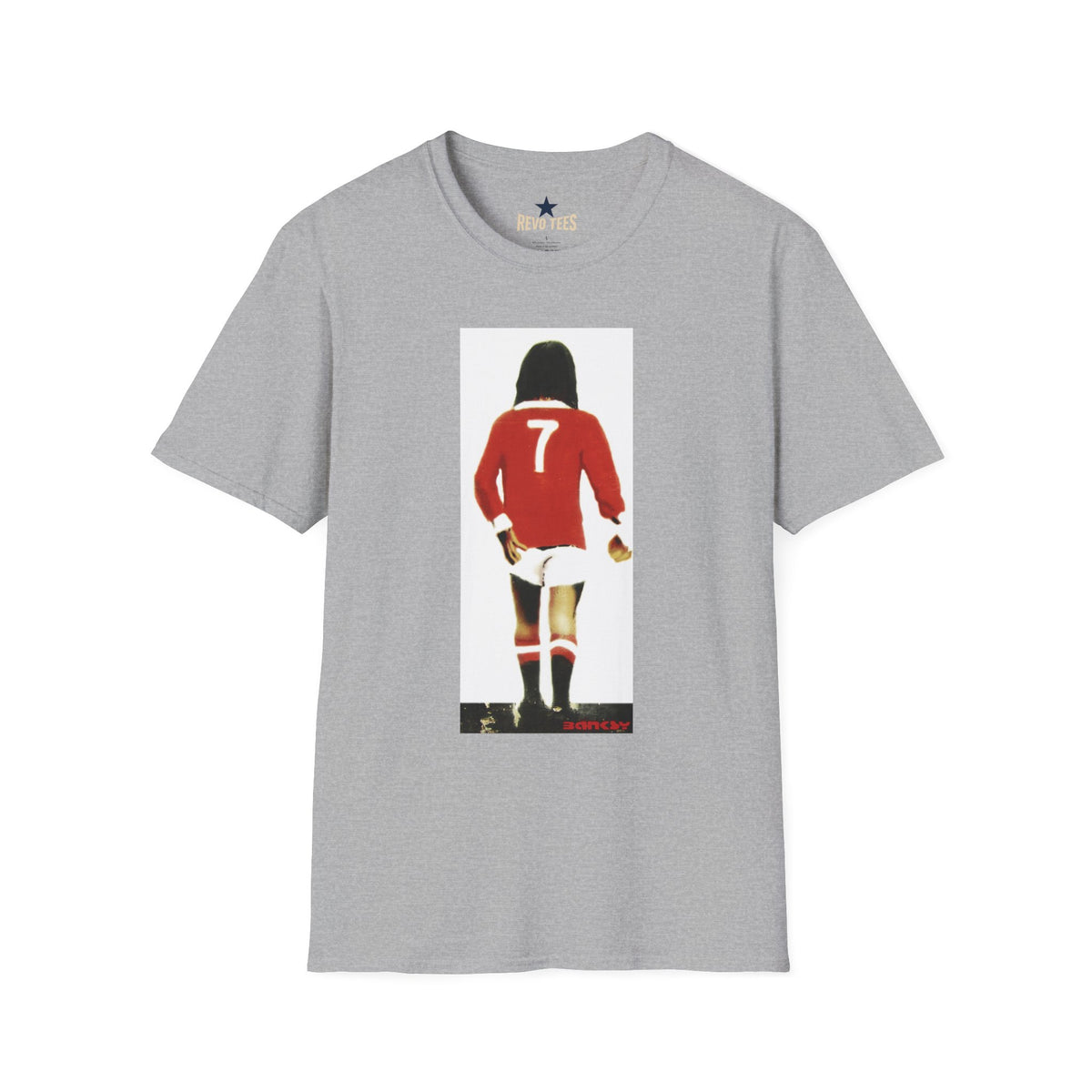 Revotees Banksy George Best Soccer Player No 7 Graphic Retro Football Jersey Illustration T-Shirt - alternate view 3