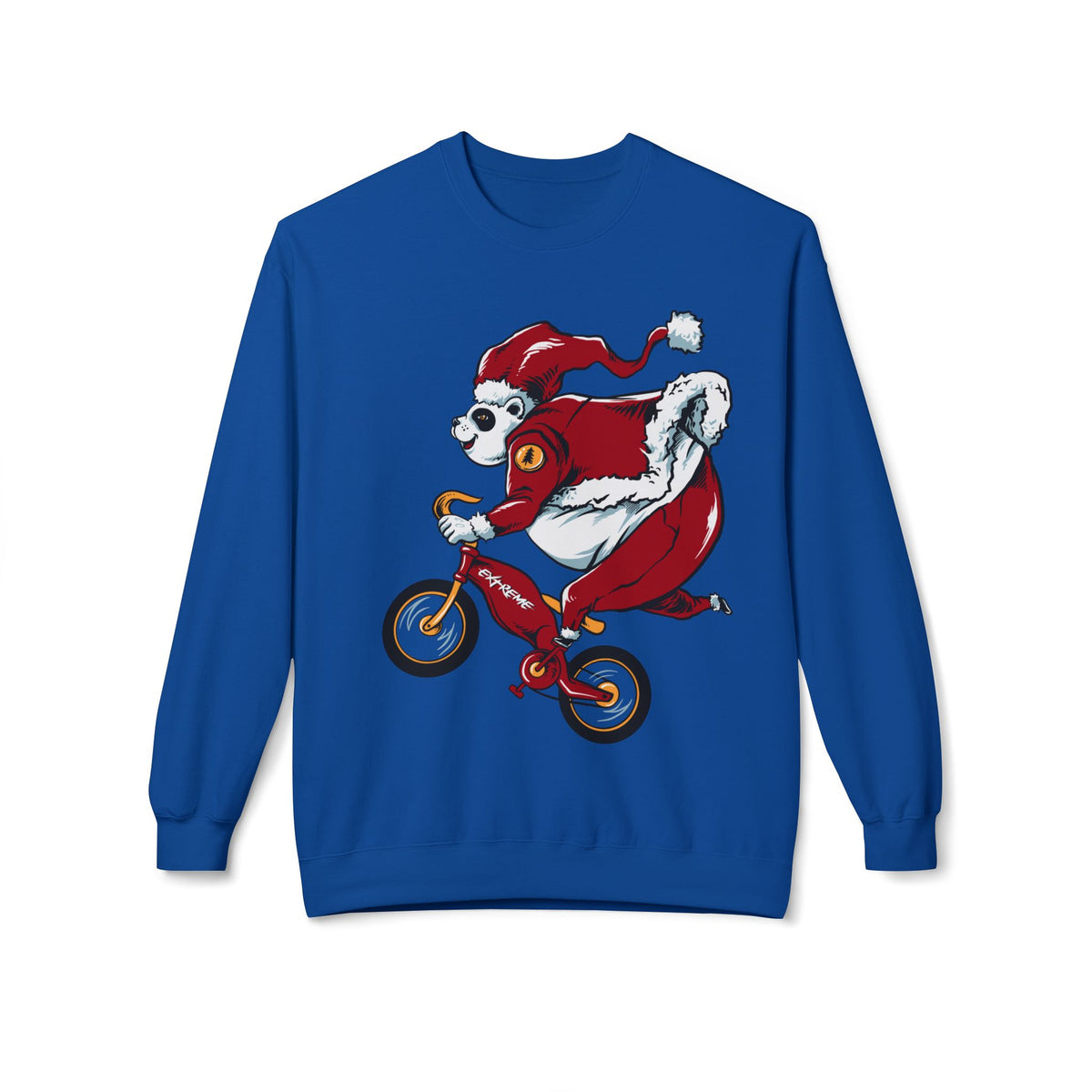 Santa Bear BMX Sweatshirt — Funny Christmas Cycling Holiday Crewneck