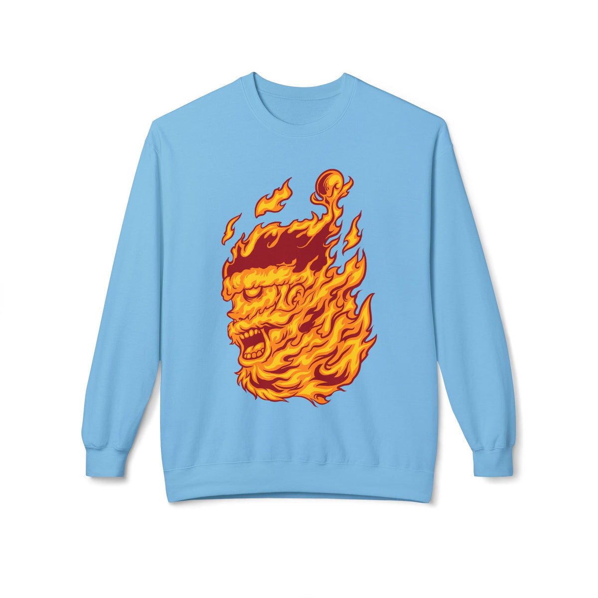 Flaming Santa Skull Redneck - I mean Crewneck Sweatshirt