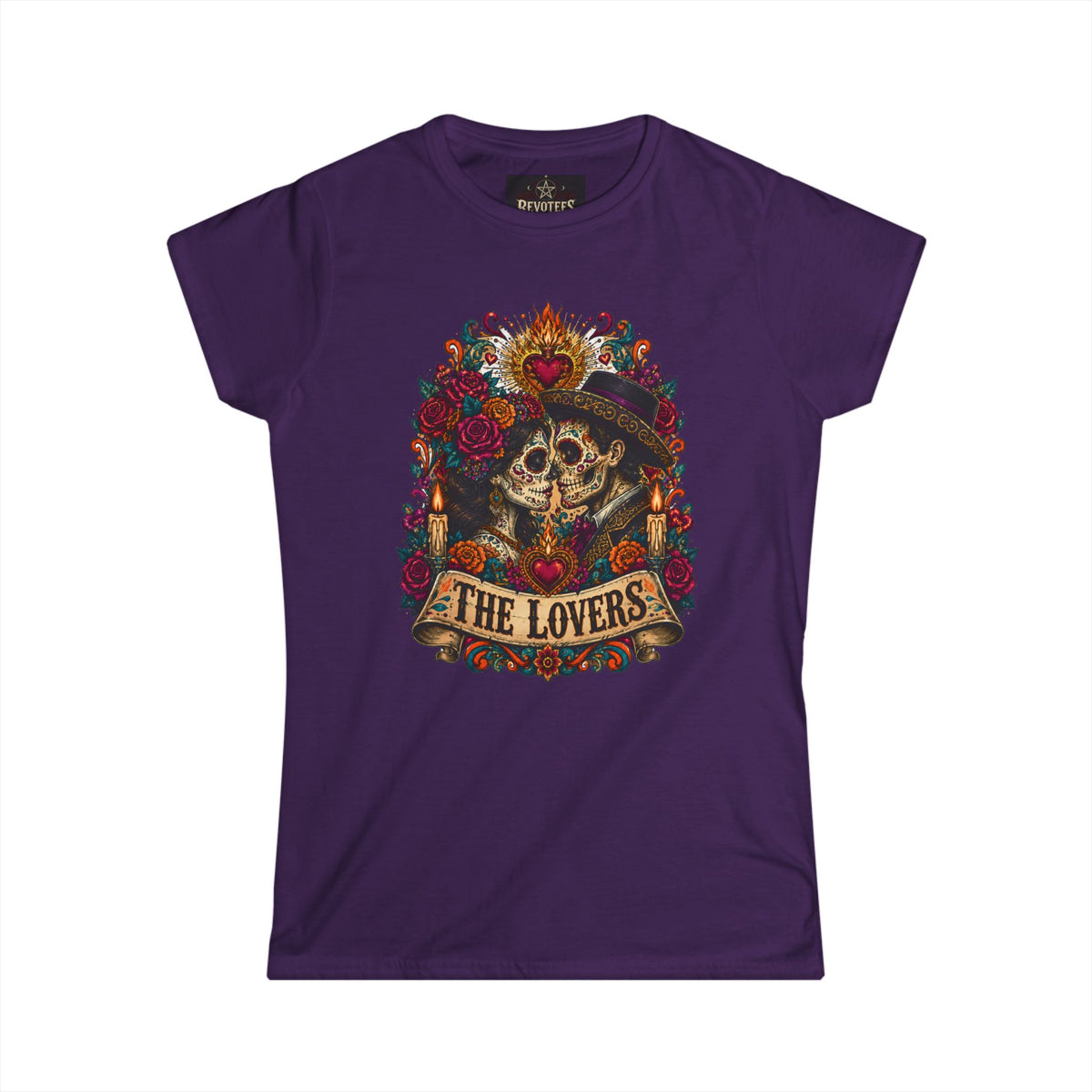 Revotees The Lovers Tarot Skull Romantic Day of the Dead Graphic Shirt T-Shirt - alternate view 11