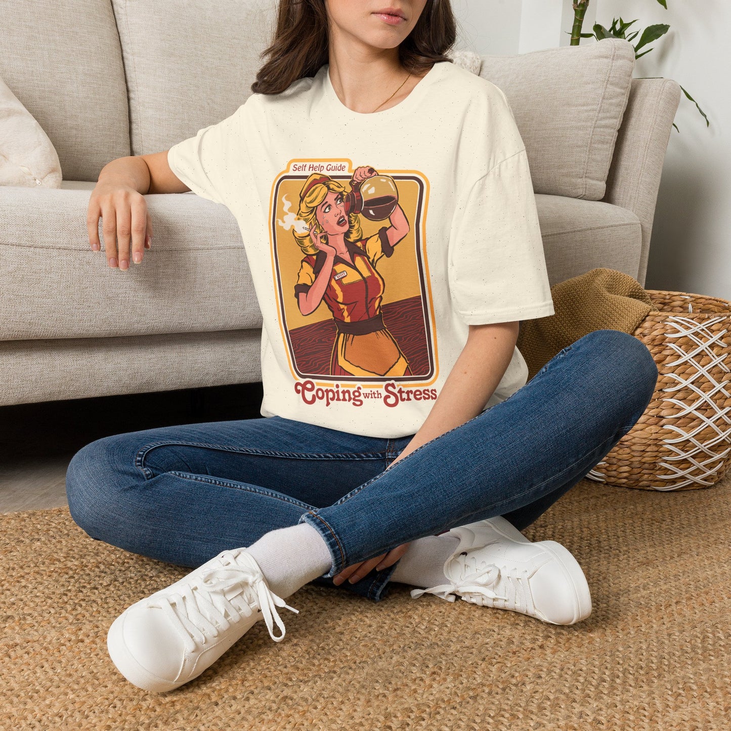 Coping with Stress Retro Coffee Tee — "Self Help Guide" Graphic T-Shirt