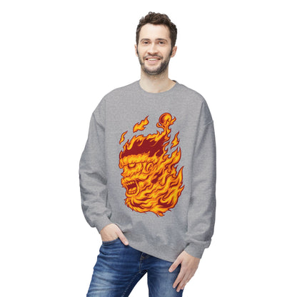 Flaming Santa Skull Redneck - I mean Crewneck Sweatshirt
