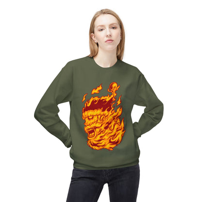 Flaming Santa Skull Redneck - I mean Crewneck Sweatshirt