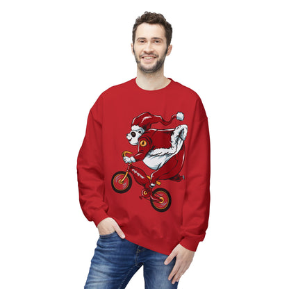Santa Bear BMX Sweatshirt — Funny Christmas Cycling Holiday Crewneck