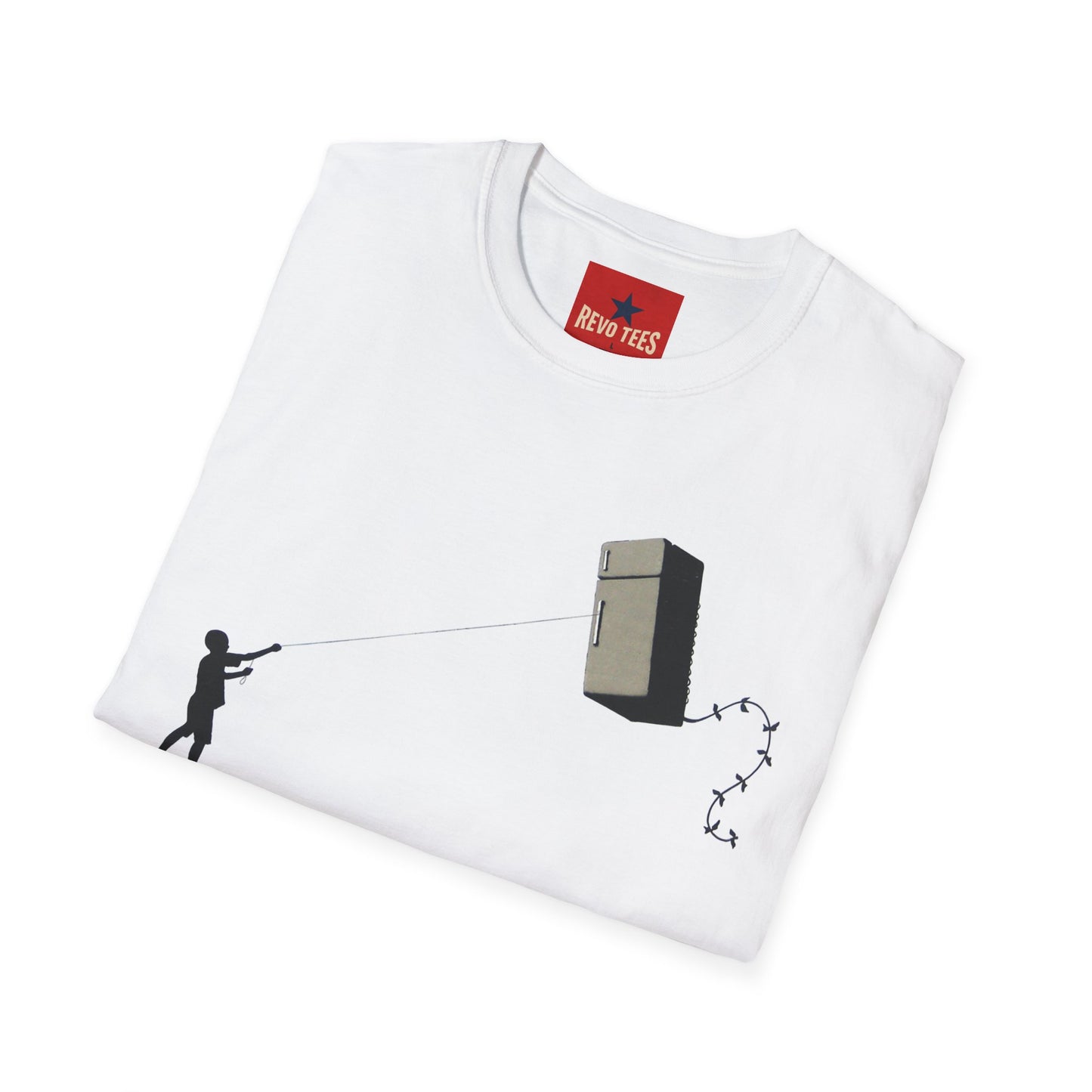 T-Shirt — Banksy-Style Kite Refrigerator Street Art Tee