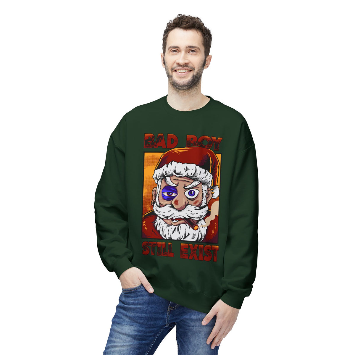 Bad Boy Santa — 'Bad Boy Still Exist' Christmas Crewneck Sweatshirt
