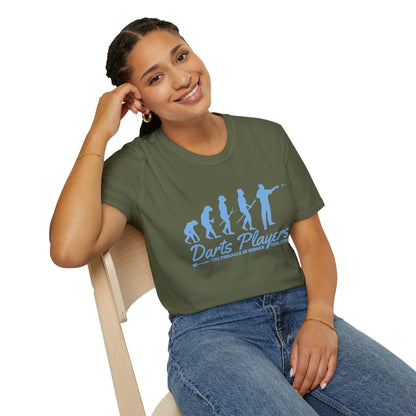 Darts Players Evolution T-Shirt — Funny Darting Evolution Graphic Tee for Players & Fans