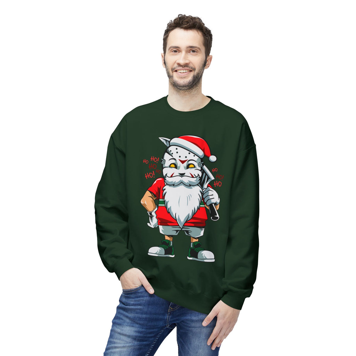 Santa Skull — Edgy Christmas Graphic Crewneck Sweatshirt