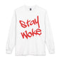 Stay Woke Long Sleeve Tee – Red Blood Graffiti Script Shirt