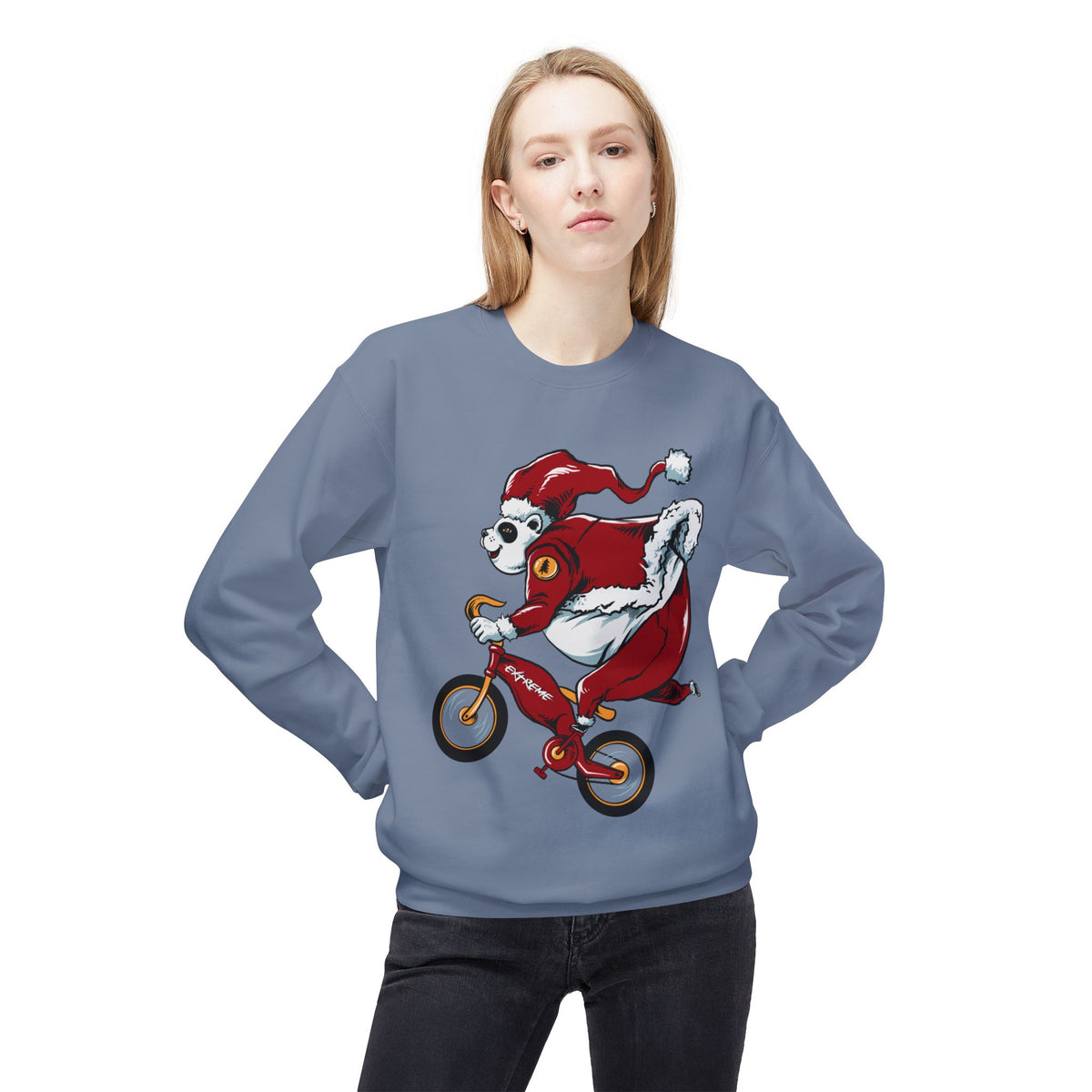 Santa Bear BMX Sweatshirt — Funny Christmas Cycling Holiday Crewneck