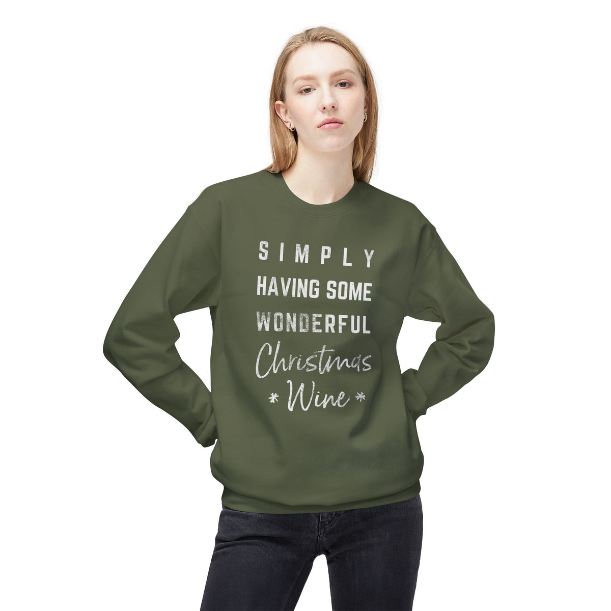 Christmas Wine Sweatshirt - "Simply Having Some Wonderful Christmas Wine" Holiday Crewneck