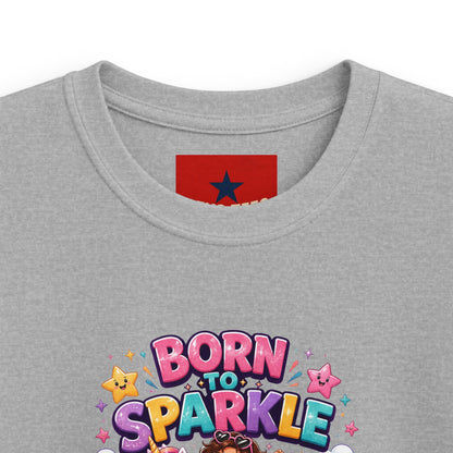 Kids Tee — "Born to Sparkle" Rainbow Unicorn Girl Shirt