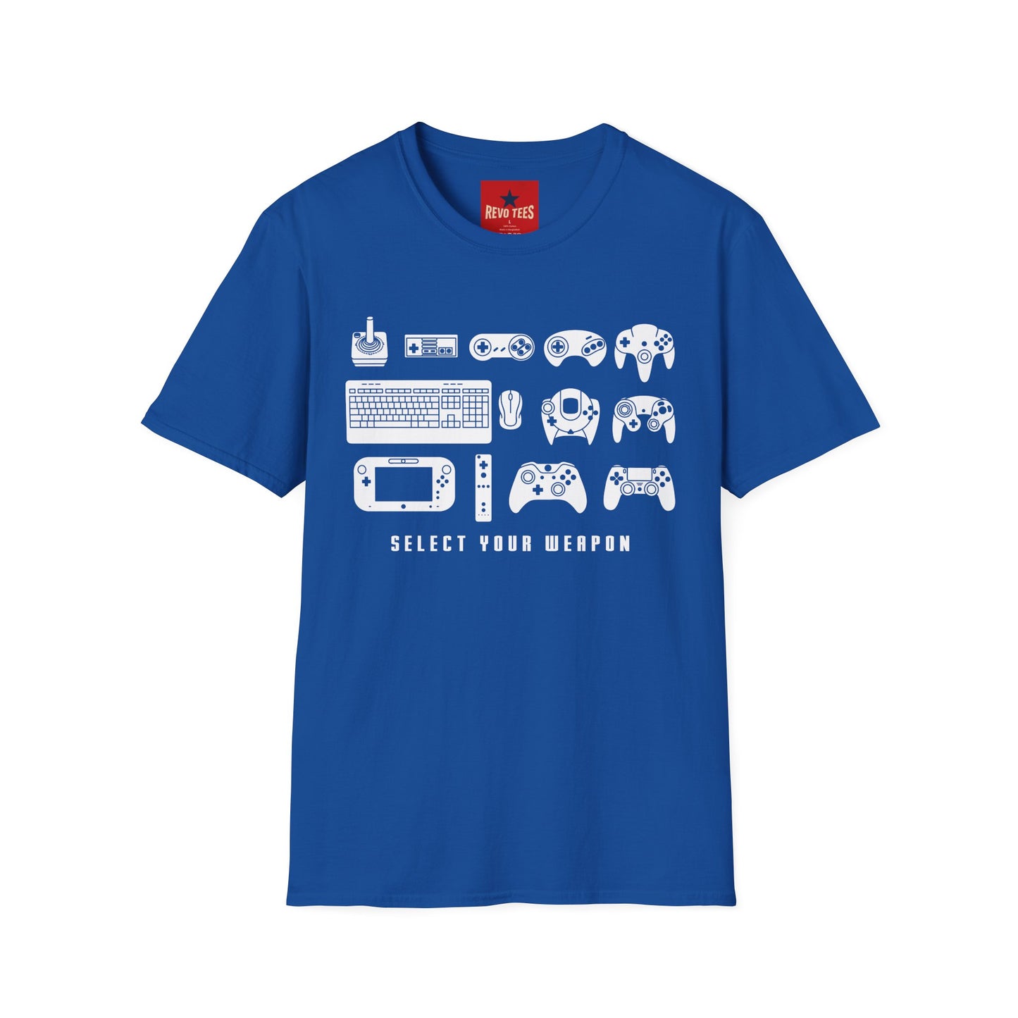 Gaming Controllers T-Shirt — "Select Your Weapon" Retro Console Gamer Tee