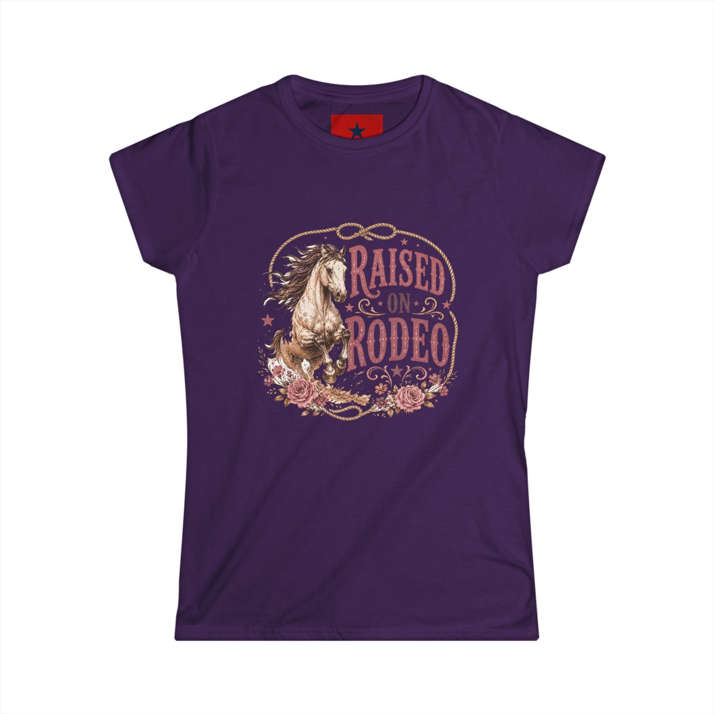 Raised on Rodeo Women's Tee — Vintage Horse Graphic Shirt