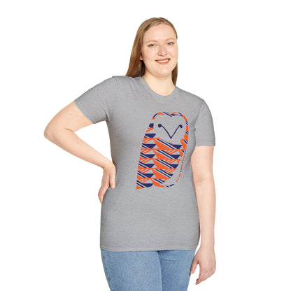 Owl Pattern T-Shirt — Geometric Orange & Navy Cute Owl Graphic Tee