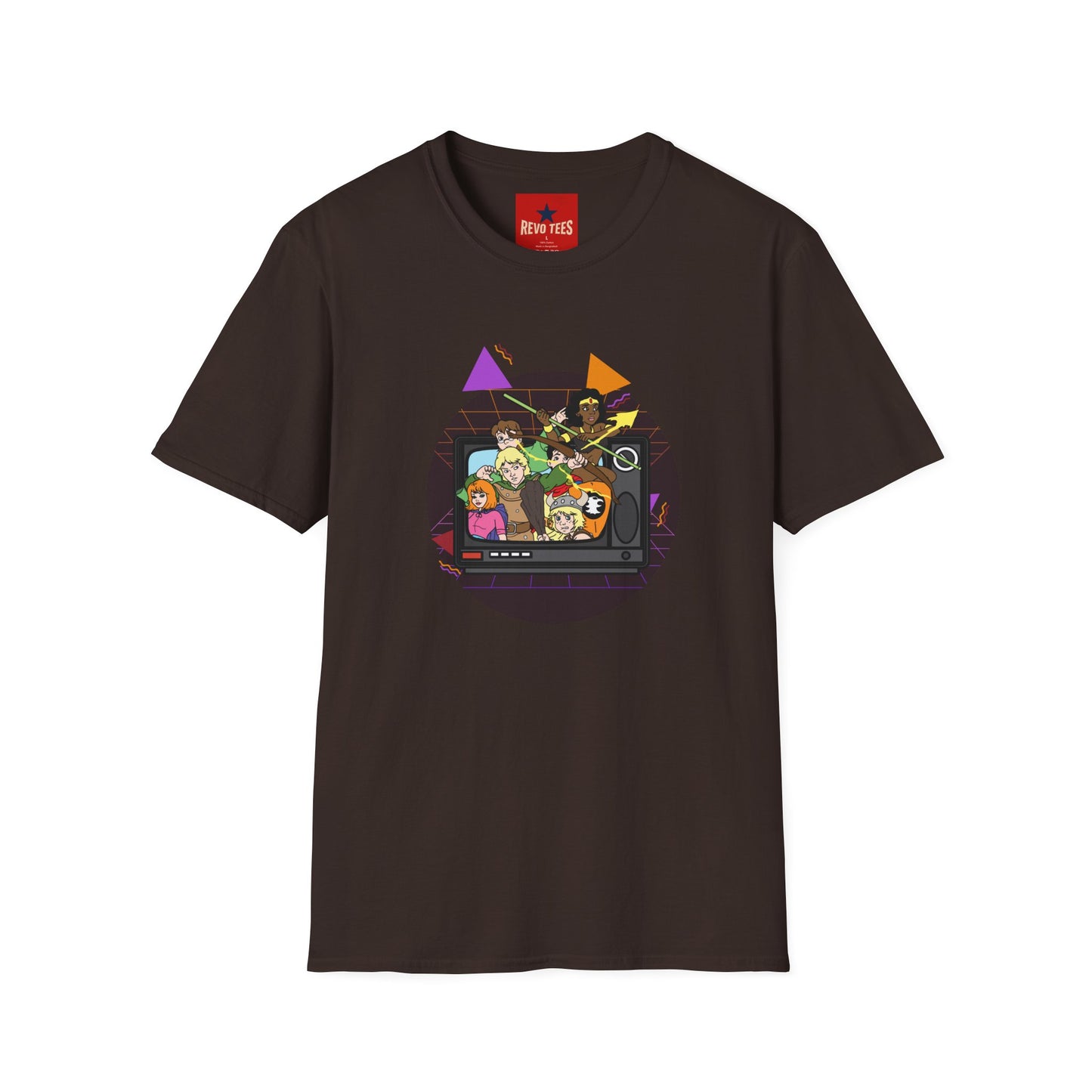Retro Arcade Crew T‑Shirt — Colorful Gamer Character Graphic