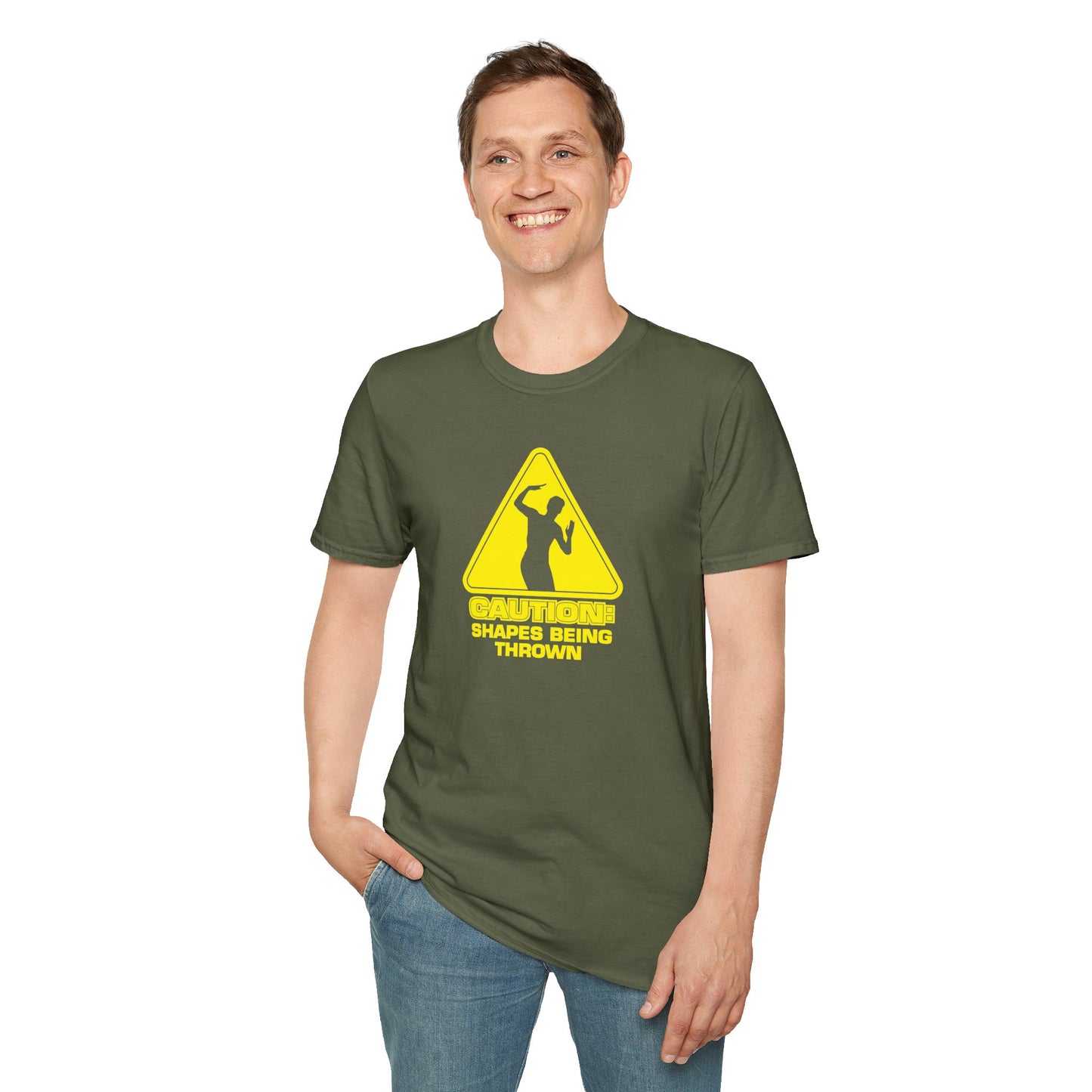 Caution - Throwing Shapes - Unisex Softstyle T-Shirt