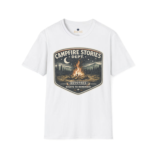 REVOTEES Campfire Stories T‑Shirt — Vintage Bonfire Graphic Tee