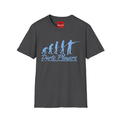 Darts Players Evolution T-Shirt — Funny Darting Evolution Graphic Tee for Players & Fans